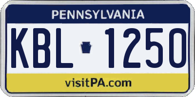 PA license plate KBL1250