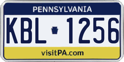 PA license plate KBL1256