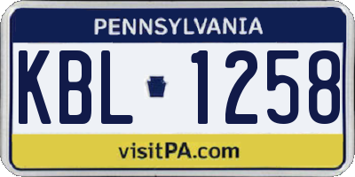 PA license plate KBL1258