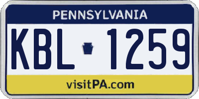PA license plate KBL1259