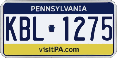 PA license plate KBL1275