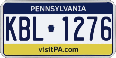 PA license plate KBL1276