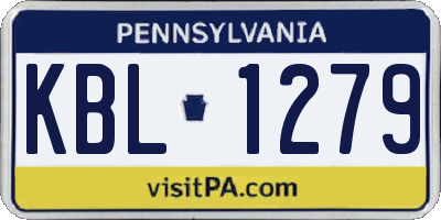 PA license plate KBL1279