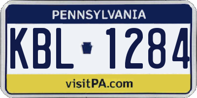 PA license plate KBL1284