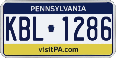 PA license plate KBL1286
