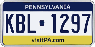 PA license plate KBL1297