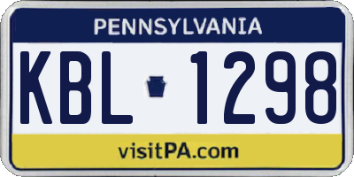 PA license plate KBL1298