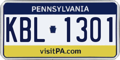 PA license plate KBL1301
