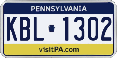 PA license plate KBL1302
