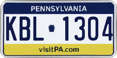 PA license plate KBL1304