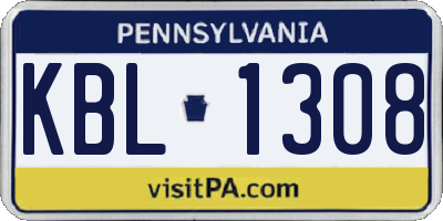 PA license plate KBL1308