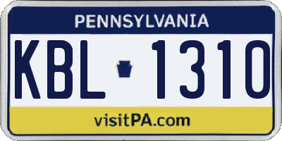 PA license plate KBL1310