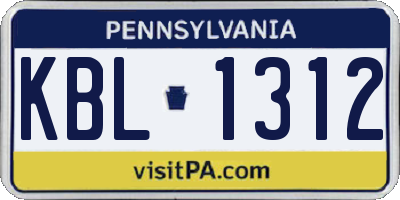 PA license plate KBL1312