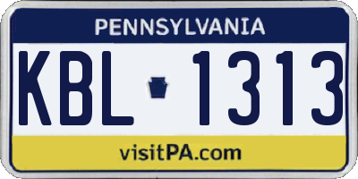 PA license plate KBL1313