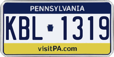 PA license plate KBL1319