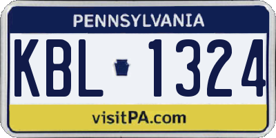 PA license plate KBL1324
