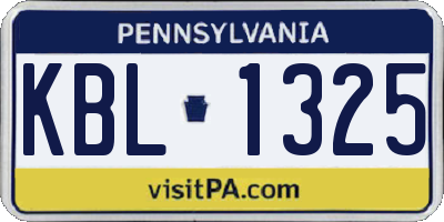 PA license plate KBL1325