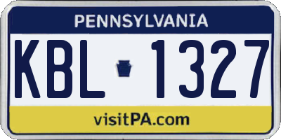 PA license plate KBL1327