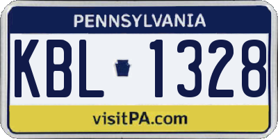 PA license plate KBL1328
