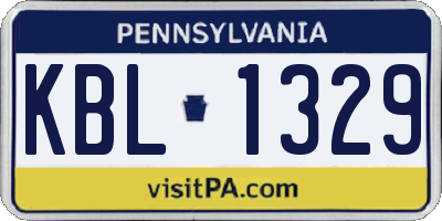 PA license plate KBL1329
