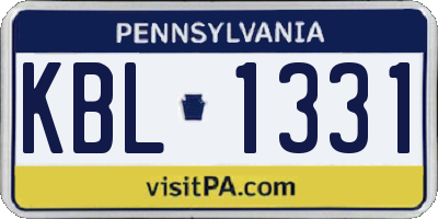 PA license plate KBL1331