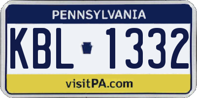 PA license plate KBL1332