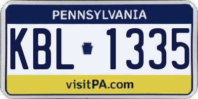 PA license plate KBL1335