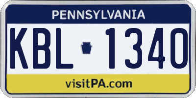 PA license plate KBL1340