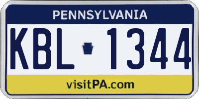 PA license plate KBL1344