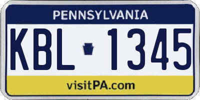 PA license plate KBL1345