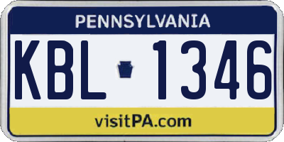 PA license plate KBL1346