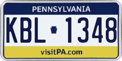 PA license plate KBL1348