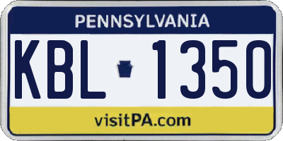 PA license plate KBL1350