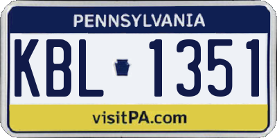 PA license plate KBL1351