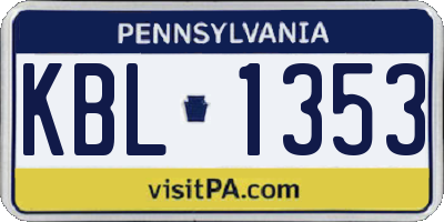 PA license plate KBL1353
