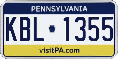 PA license plate KBL1355