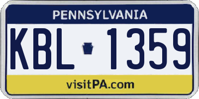 PA license plate KBL1359