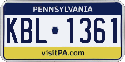PA license plate KBL1361