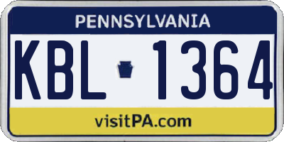 PA license plate KBL1364