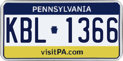 PA license plate KBL1366