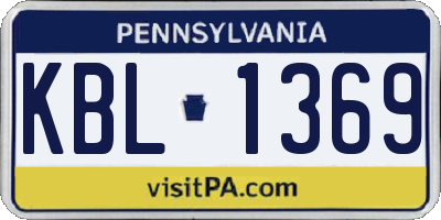 PA license plate KBL1369
