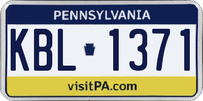 PA license plate KBL1371