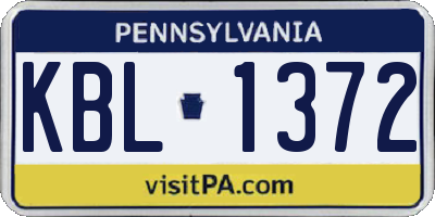 PA license plate KBL1372