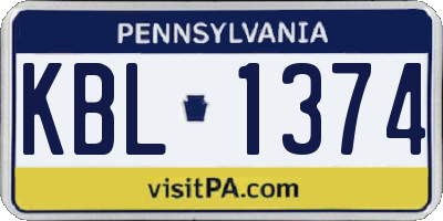 PA license plate KBL1374