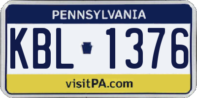 PA license plate KBL1376