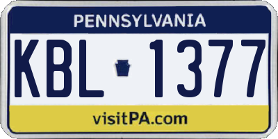 PA license plate KBL1377