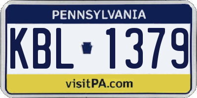 PA license plate KBL1379
