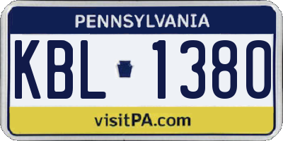 PA license plate KBL1380