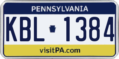 PA license plate KBL1384