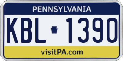 PA license plate KBL1390